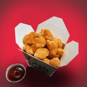 Kid popcorn chicken with red sauce scaled e1606494748691