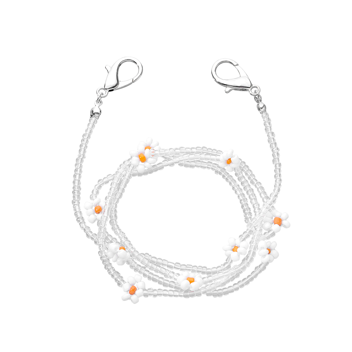 011080 Flower bead glasses chain (white)