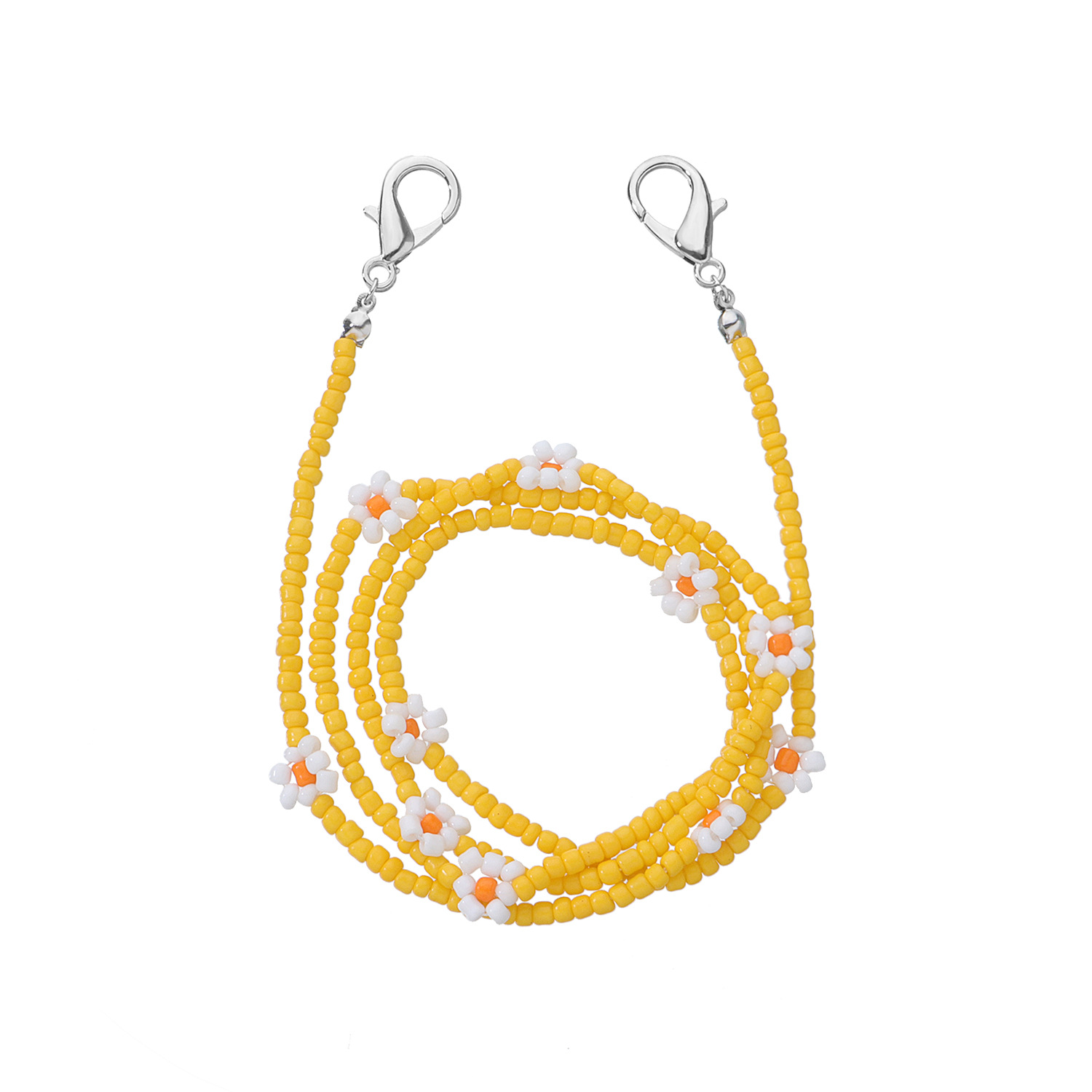 011079 Flower bead glasses chain (yellow)