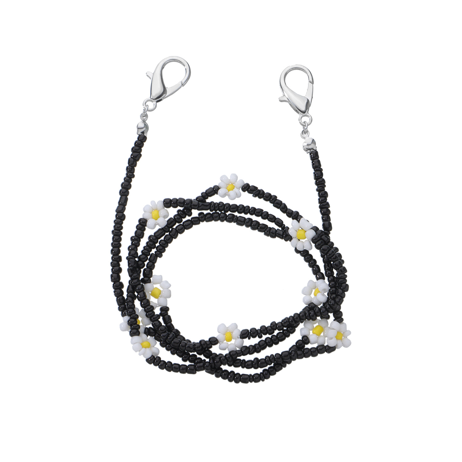 011078 Flower bead glasses chain (black)